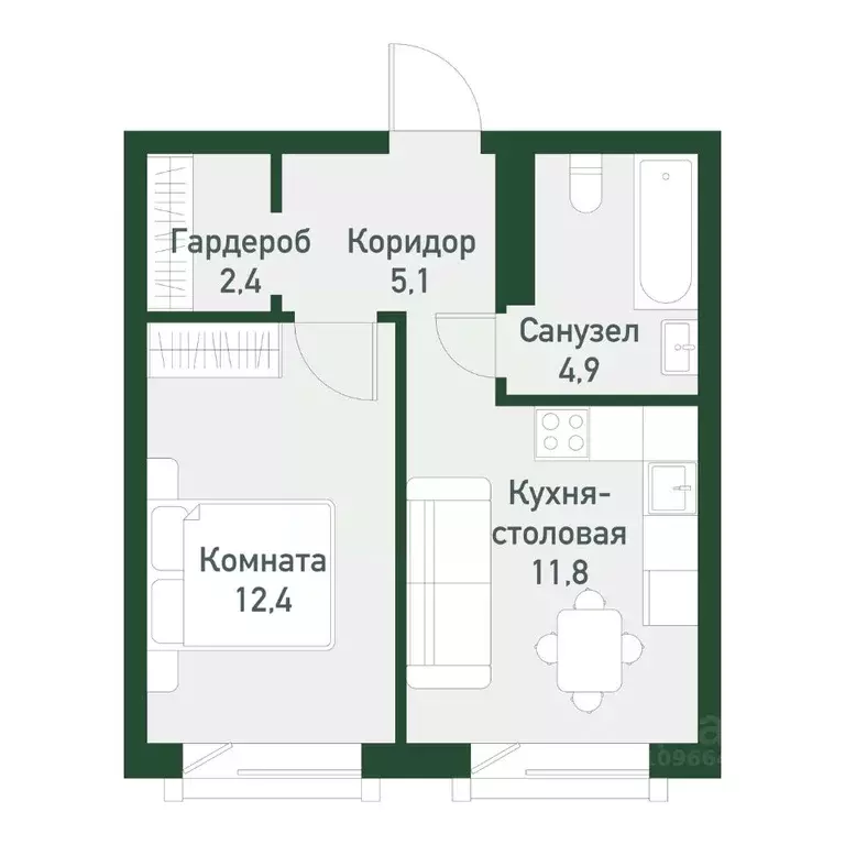1-к кв. Челябинская область, Челябинский городской округ, пос. ... - Фото 0