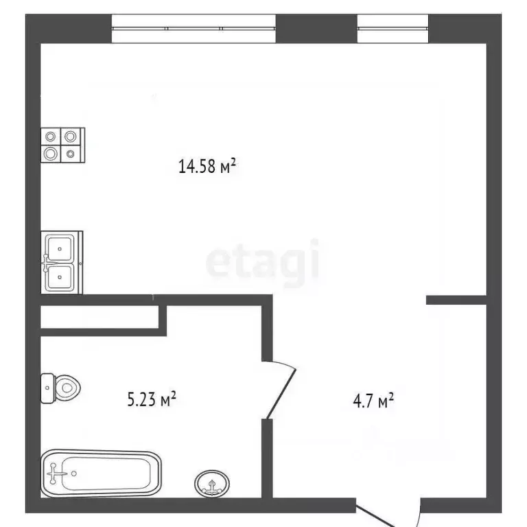 Студия Тюменская область, Тюмень Ставропольская ул., 95 (25.5 м) - Фото 1