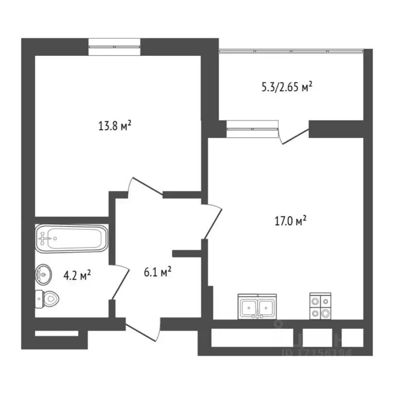 1-к кв. Тюменская область, Тюмень ул. Пожарных и Спасателей, 5 (40.0 ... - Фото 2
