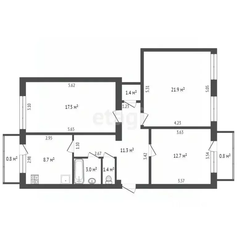 3-к кв. Крым, Феодосия ш. Симферопольское, 47 (79.5 м) - Фото 2