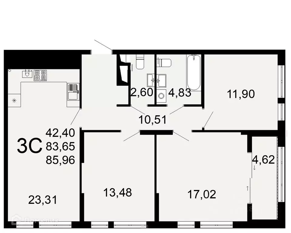 3-к кв. Рязанская область, Рязань Льговская ул., 10 (85.96 м) - Фото 0