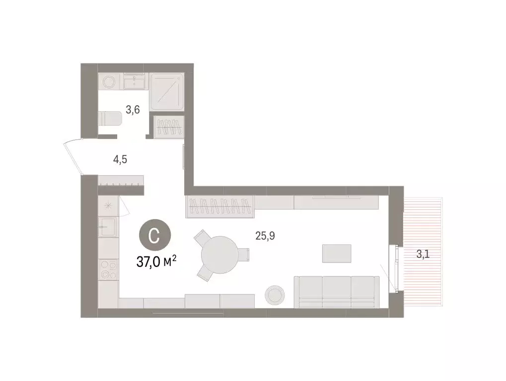 Квартира-студия: Челябинская область, Сосновский муниципальный округ, ... - Фото 2