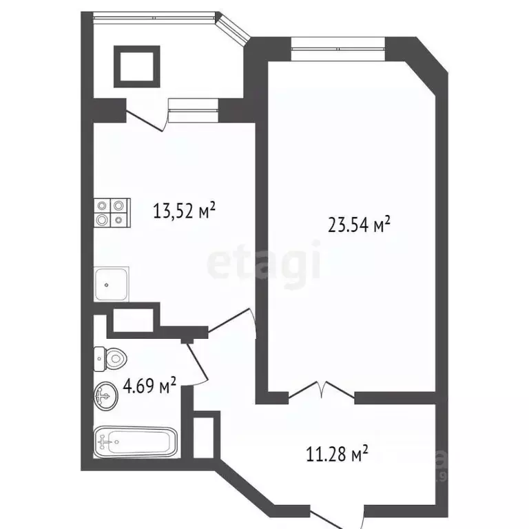 1-к кв. Брянская область, Брянск Красноармейская ул., 42 (52.7 м) - Фото 1