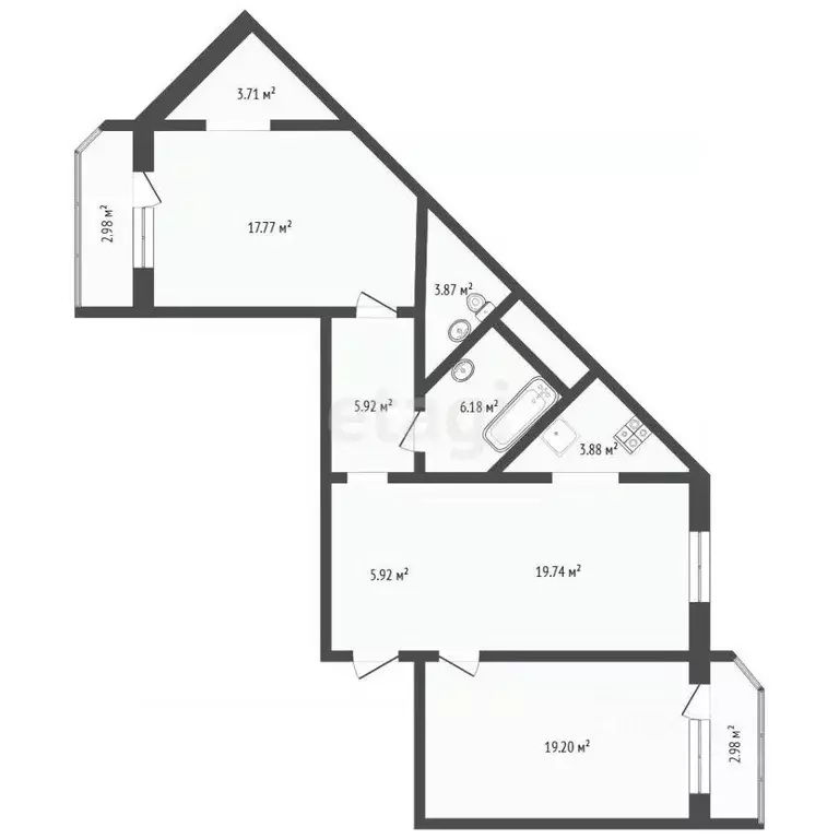 3-к кв. Тюменская область, Тюмень ул. Монтажников, 34 (85.7 м) - Фото 2