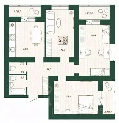 3-к кв. Самарская область, Волжский район, Смышляевка городское ... - Фото 1