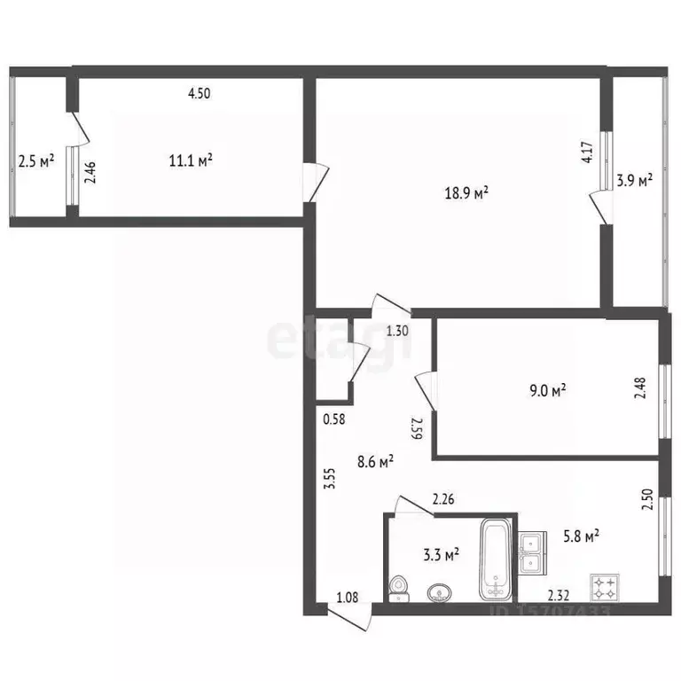 3-к кв. Санкт-Петербург просп. Художников, 20К1 (57.4 м) - Фото 1
