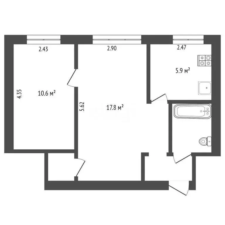 2-комнатная квартира: Омск, 3-я Железнодорожная улица, 24 (41.1 м) - Фото 0