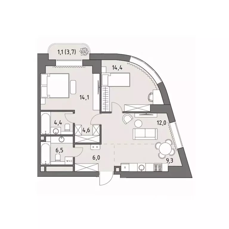3-к кв. Москва Родина Парк жилой комплекс, к5 (72.2 м) - Фото 1