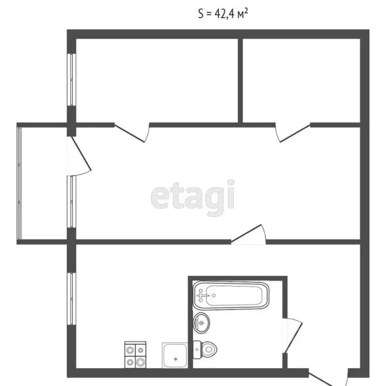 2-к кв. Тульская область, Тула ул. Николая Руднева, 30 (45.6 м) - Фото 1