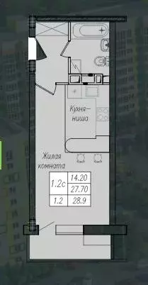 Студия Курская область, Курск ул. Энгельса, 158к1 (28.9 м) - Фото 1