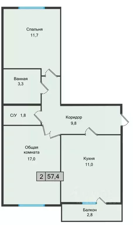 2-к кв. Ставропольский край, Железноводск  (57.4 м) - Фото 0