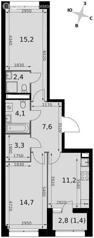 2-комнатная квартира: Москва, Строительный проезд, 9к1 (59.9 м) - Фото 2