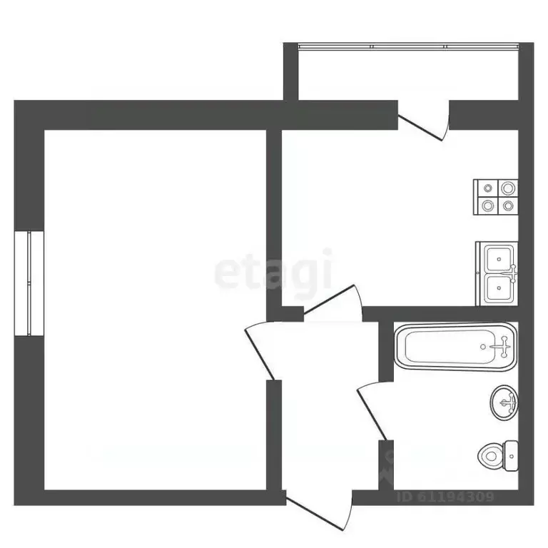 1-к кв. Мордовия, Саранск ул. Девятаева, 9 (33.6 м) - Фото 0