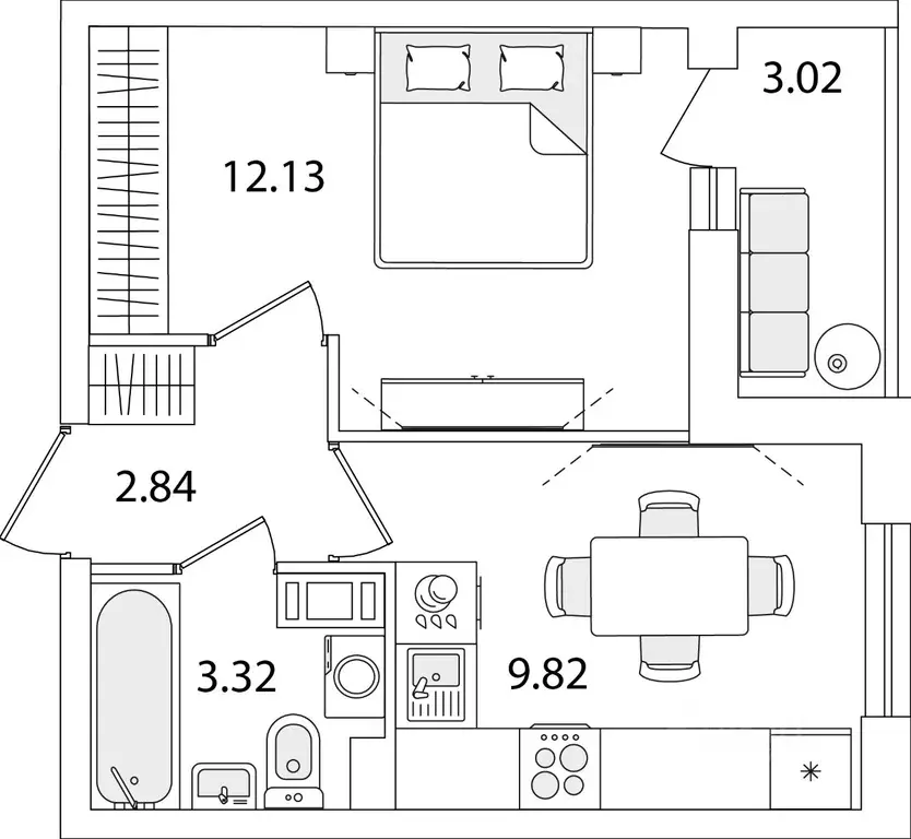 1-к кв. Санкт-Петербург ул. Тамбасова, 5Н (29.62 м) - Фото 0