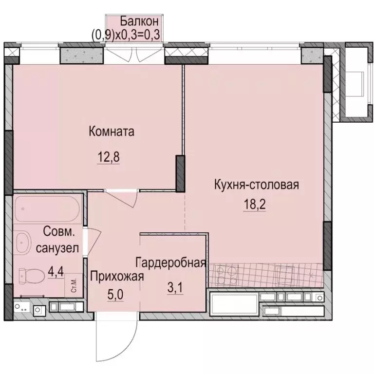 1-к кв. Татарстан, Казань Ферма-2 жилмассив,  (43.8 м) - Фото 1
