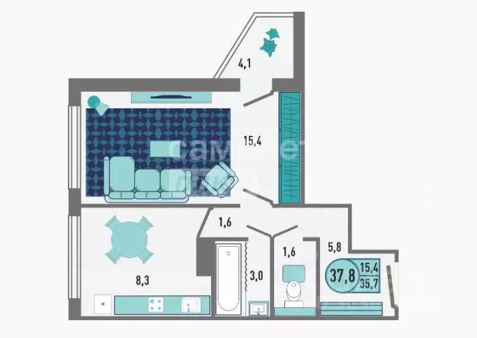 1-к кв. Липецкая область, Липецк Минская ул., 4Ак1 (37.8 м) - Фото 0