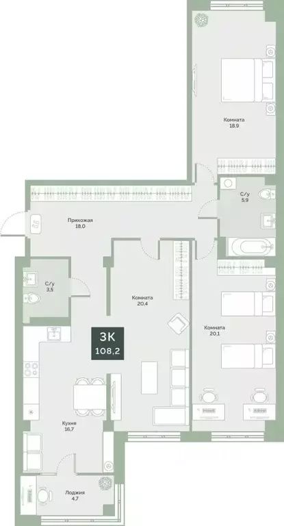 Свободной планировки кв. Курганская область, Курган Заозерный ... - Фото 1