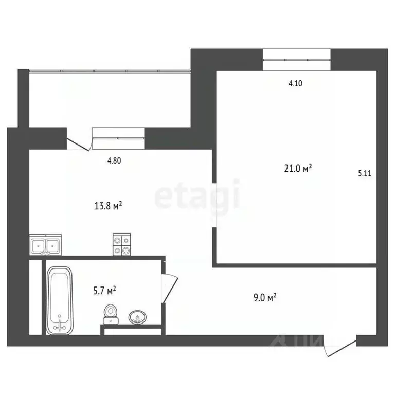 1-к кв. Омская область, Омск ул. Красный Путь, 143к3 (50.0 м) - Фото 2