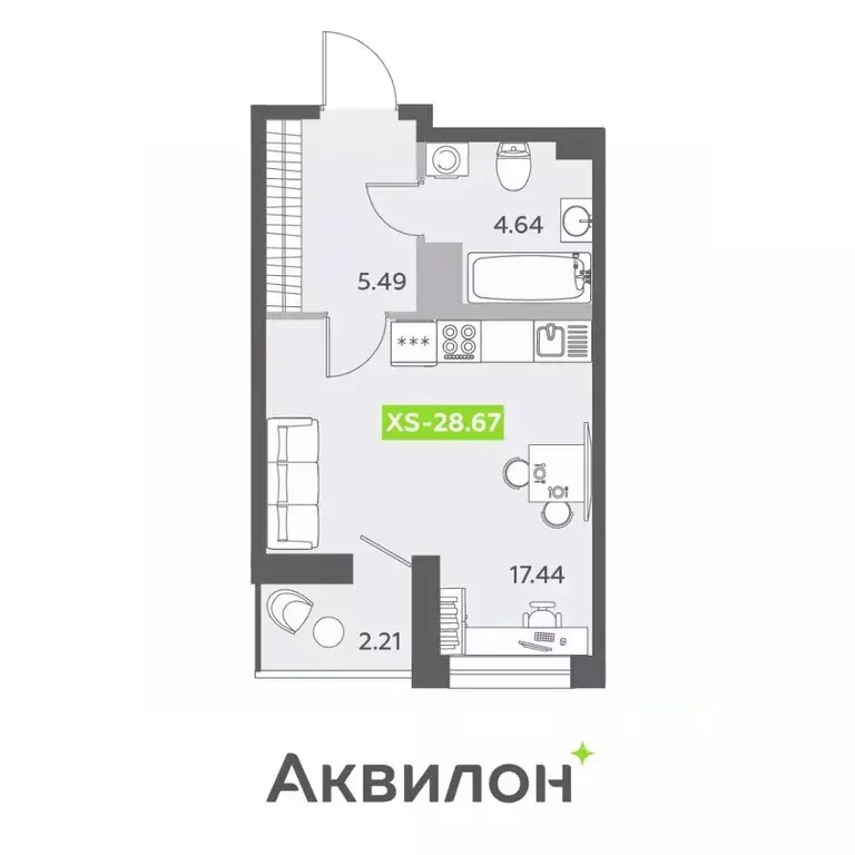 Студия Санкт-Петербург Аквилон Залив жилой комплекс (28.67 м) - Фото 0