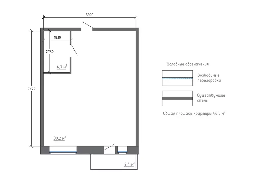 Продаётся 1-к квартира, 46.2 м - Фото 1
