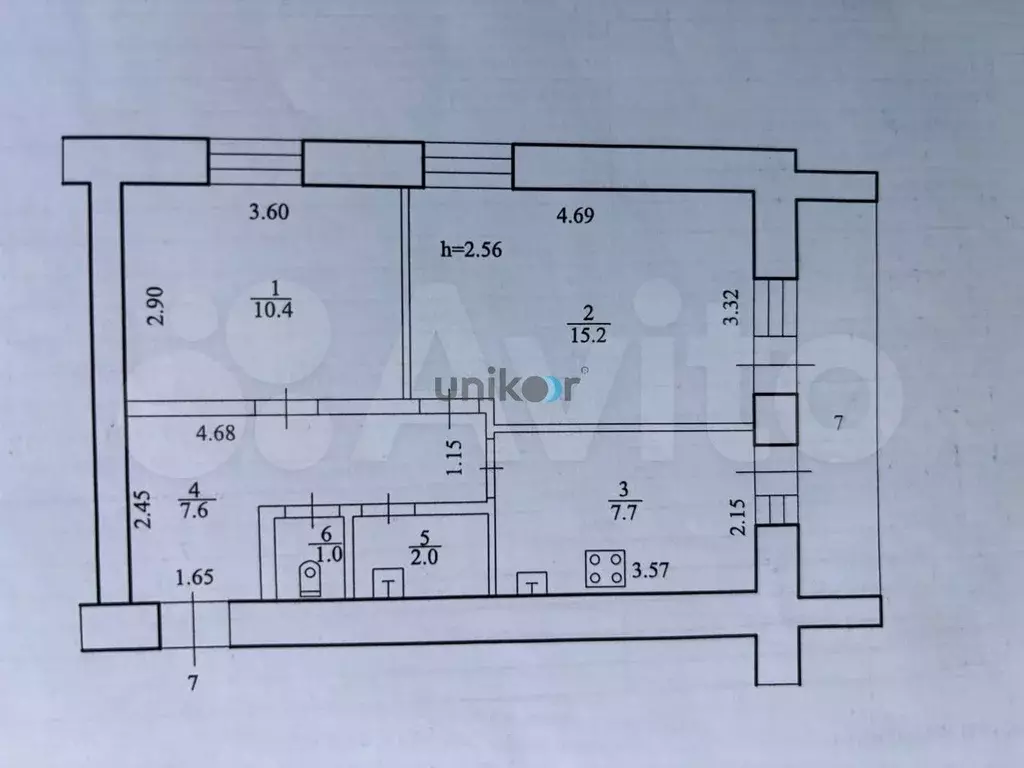 2-к. квартира, 43,9 м, 2/2 эт. - Фото 0