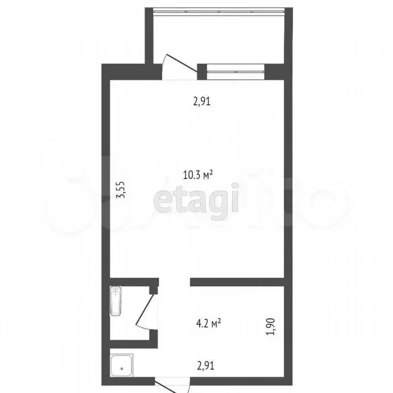 1-к. квартира, 34,4 м, 7/9 эт. - Фото 0