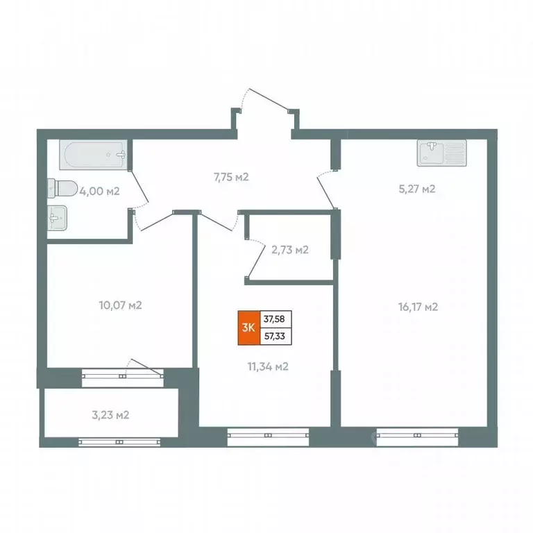 3-к кв. Иркутская область, Иркутск ул. Березовая Роща, 13Б (62.0 м) - Фото 1