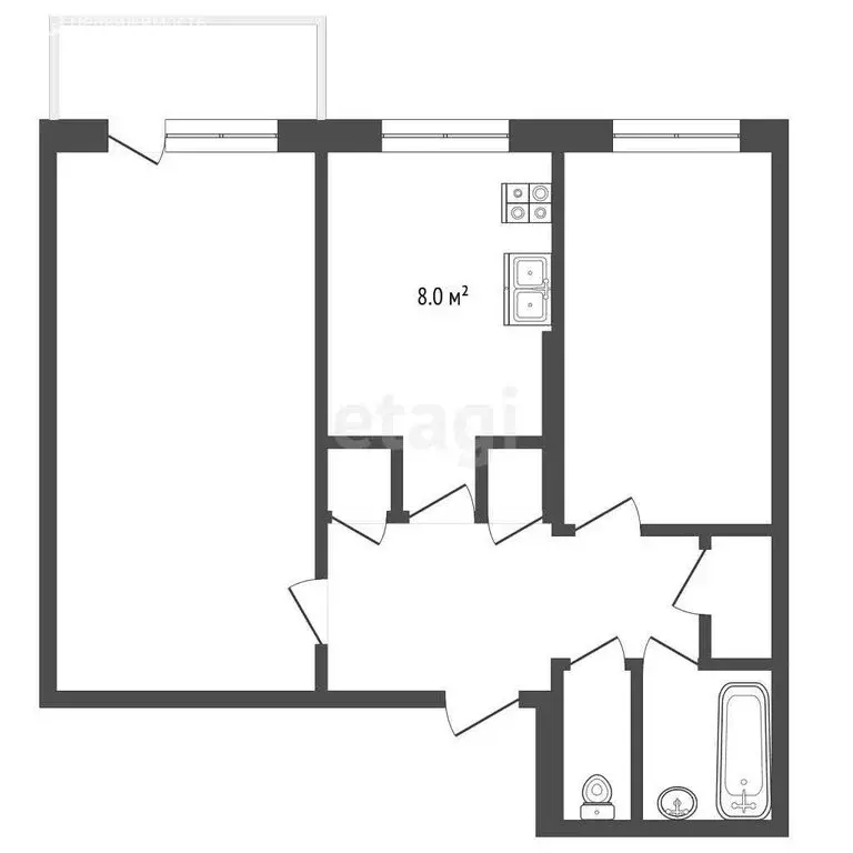 2-комнатная квартира: Якутск, 202-й микрорайон, 5 (47 м) - Фото 0