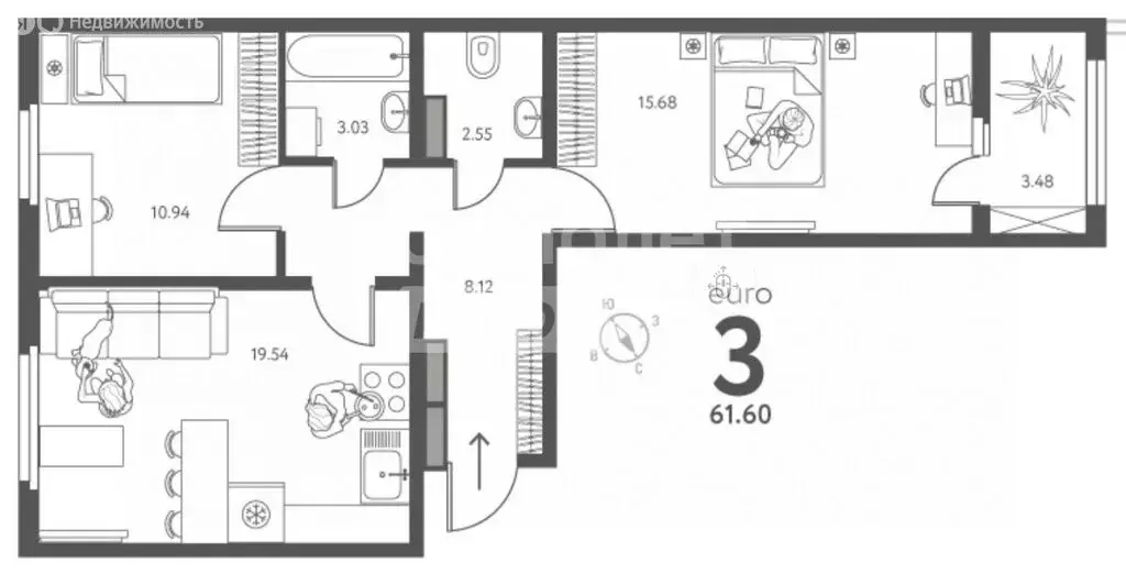 2-комнатная квартира: Липецк, улица Перова, 2Д (61.6 м) - Фото 0