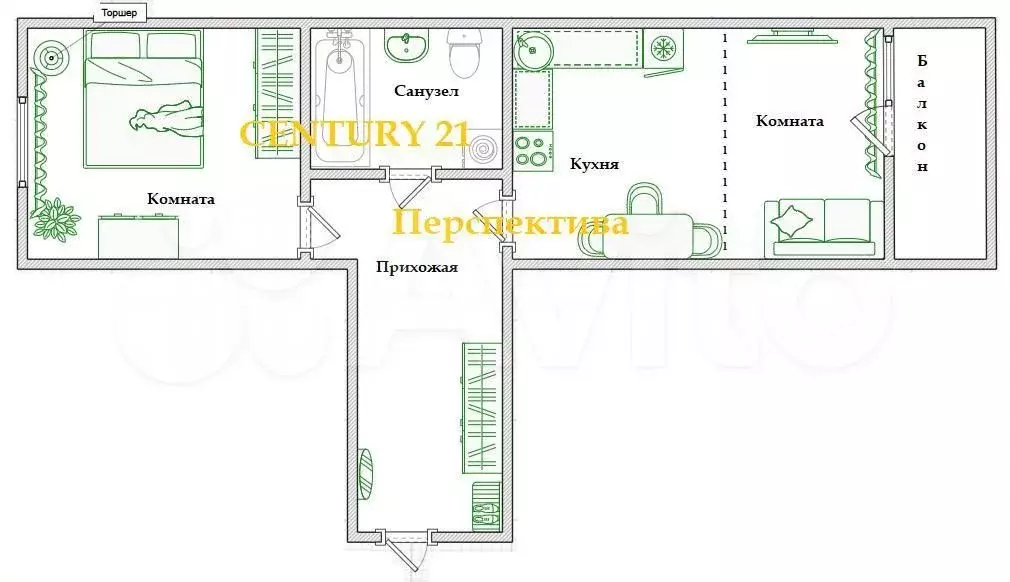 2-к. квартира, 40 м, 21/22 эт. - Фото 0