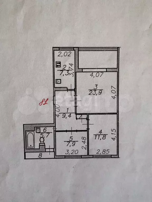 3-к. квартира, 66,5 м, 1/9 эт. - Фото 1