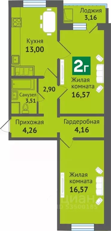 2-к кв. Марий Эл, Медведево городское поселение, Медведево пгт ул. ... - Фото 1