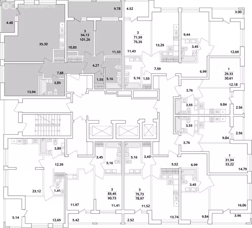 3-комнатная квартира: Санкт-Петербург, Кубинская улица, 82к3с1 (103.1 ... - Фото 2
