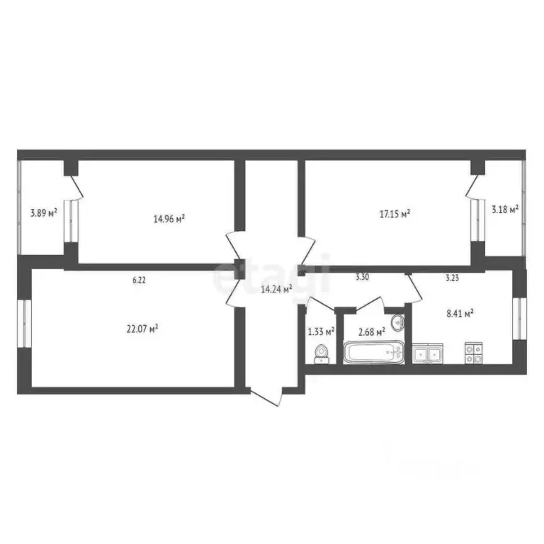 3-к кв. Башкортостан, Стерлитамак просп. Октября, 48 (81.2 м) - Фото 2