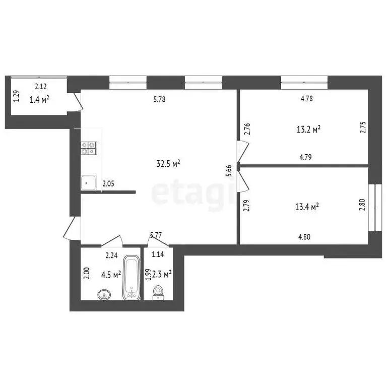 2-комнатная квартира: Стерлитамак, улица Карла Маркса, 111 (65.9 м) - Фото 0