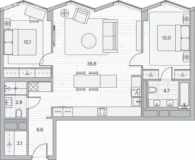 2-комнатная квартира: Москва, Береговой проезд, 2к1 (75 м) - Фото 1