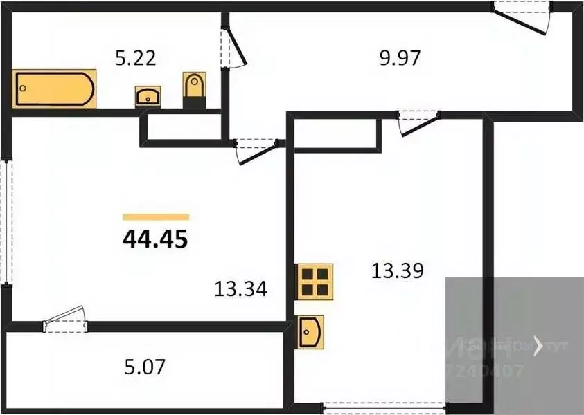 1-к кв. Воронежская область, Воронеж Средне-Московская ул., 60 (44.45 ... - Фото 0