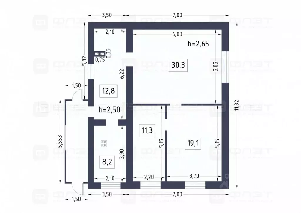 Дом в Татарстан, Казань Самосырово жилмассив, ул. Школьная (82 м) - Фото 1