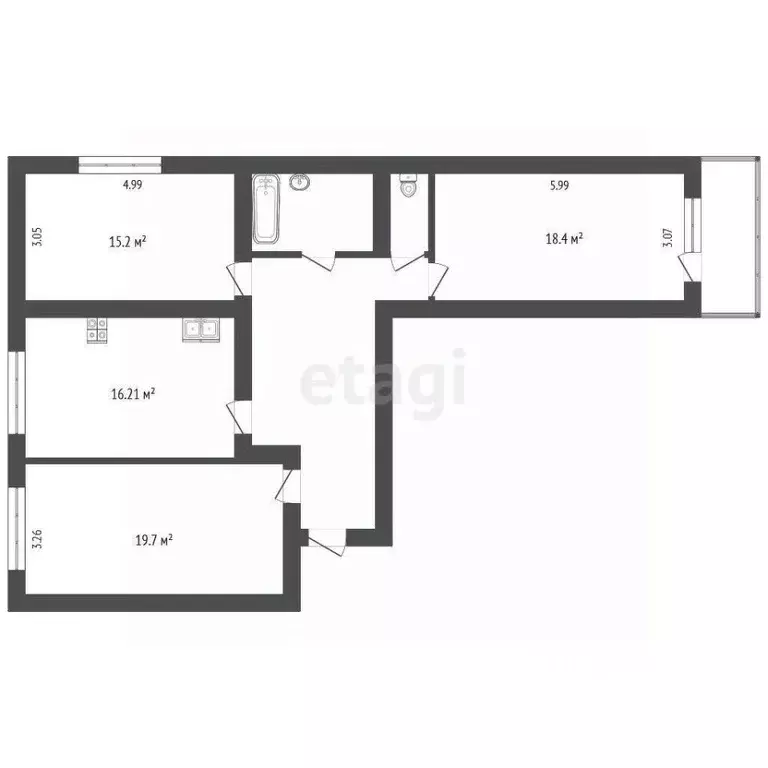 3-к кв. Ярославская область, Ярославль Тверицкая наб., 58Ак1 (93.3 м) - Фото 2