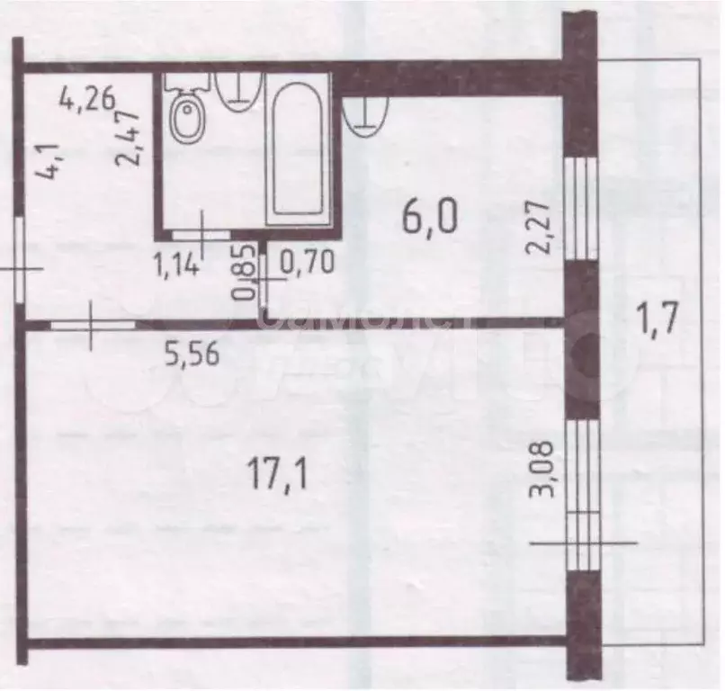 Доля в 1-к. квартире, 31,7 м, 3/5 эт. - Фото 0