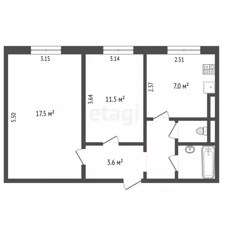2-к кв. Крым, Щелкино Ленинский район, 9 (47.7 м) - Фото 2