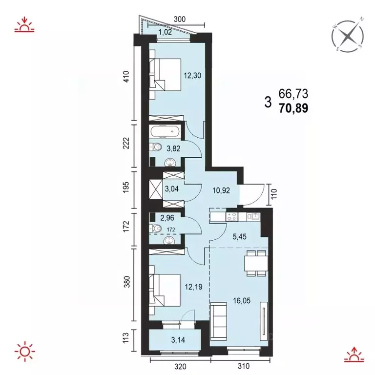 3-к кв. Иркутская область, Иркутск ул. Березовая Роща, 13Б (70.89 м) - Фото 0