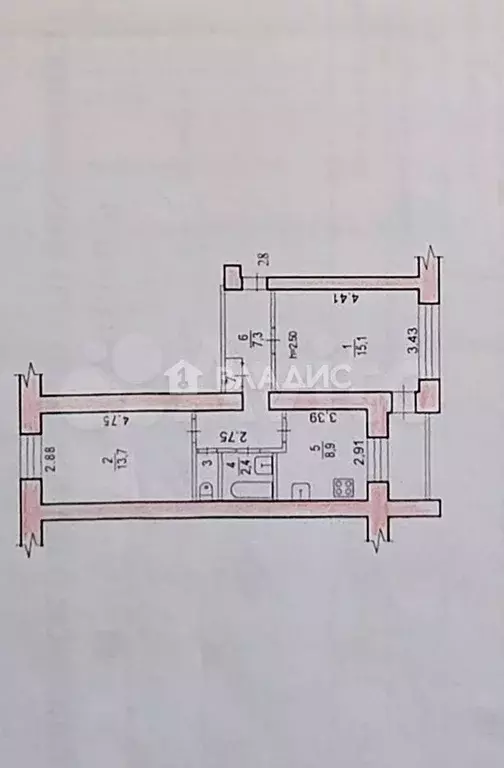 2-к. квартира, 48,9 м, 5/5 эт. - Фото 0