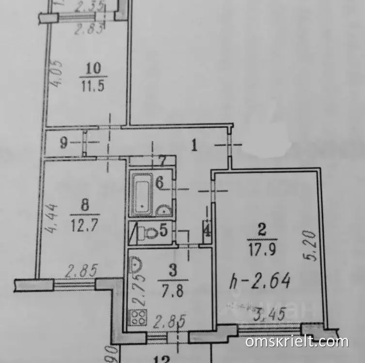 3-к кв. Омская область, Омск ул. Ватутина, 28 (66.0 м) - Фото 0