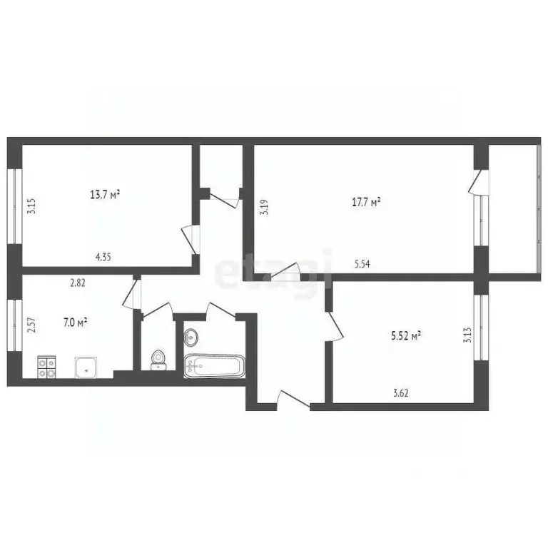 3-к кв. Ямало-Ненецкий АО, Муравленко ул. Ленина, 123 (66.1 м) - Фото 1