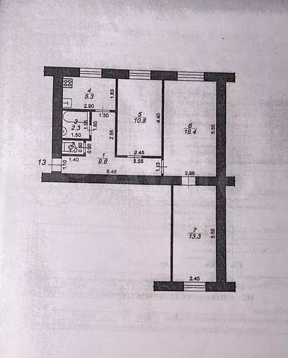 3-к. квартира, 59,4 м, 3/3 эт. - Фото 0