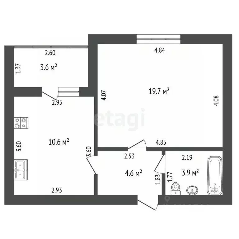 1-к кв. Башкортостан, Стерлитамак Волочаевская ул., 22Г (40.6 м) - Фото 2