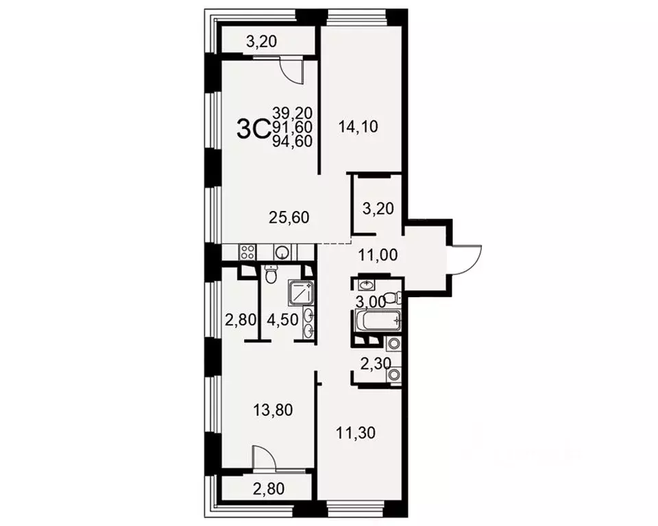 3-к кв. Рязанская область, Рязань Московское ш., 49к1 (91.6 м) - Фото 1