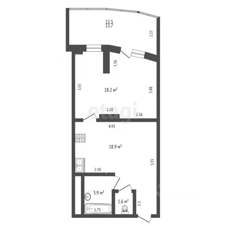 2-к кв. Крым, Ялта Приморский парк имени Гагарина кв-л, 9 (58.6 м) - Фото 2