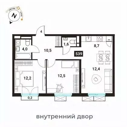 3-к кв. Москва Большая Филевская ул., 3к2 (62.0 м) - Фото 0